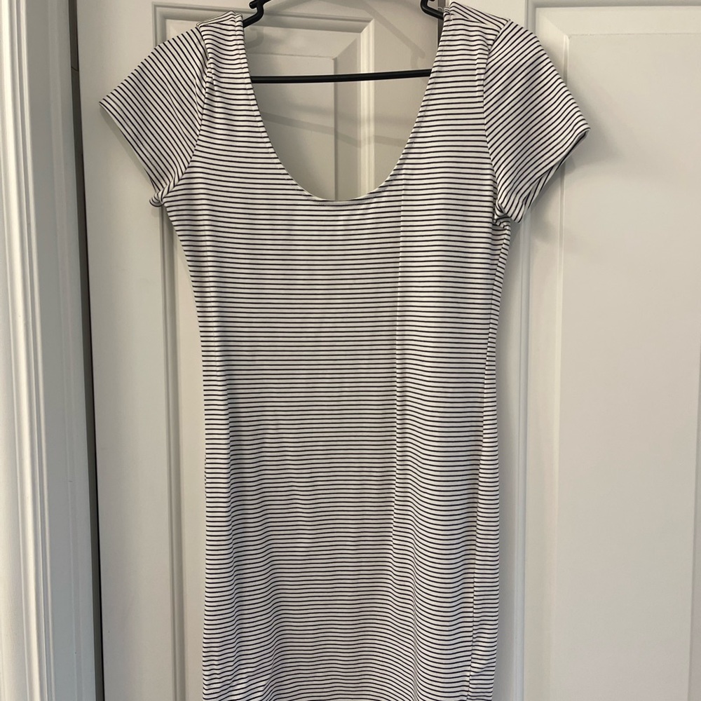 Hearts & Hips Black and white striped mini dress